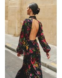 Lulus - Graceful Arrival Floral Burnout Backless Maxi Dress - Lyst