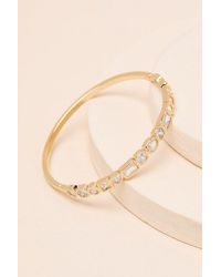 Lulus - Mimi 14Kt Bezel Rhinestone Bangle Bracelet - Lyst