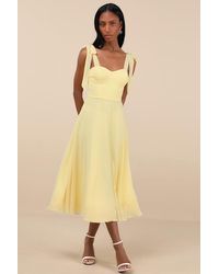 Lulus - Sophisticated Charisma Tie-Strap A-Line Midi Dress - Lyst