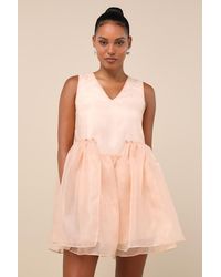 ZEMETA - Bloom Organza Stud Tie-Back Ribbon Mini Dress - Lyst
