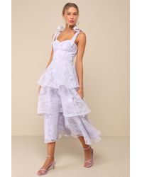 Lulus - Glamorous Sweetie Burnout Tie-Strap Bustier Midi Dress - Lyst