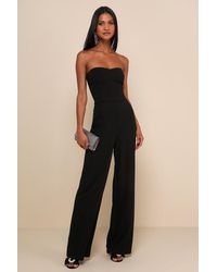Lulus - Edith Strapless Wide-Leg Jumpsuit - Lyst