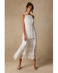 Lulus - Came For Cocktails Pleated Tiered Lace Maxi Dress - Lyst