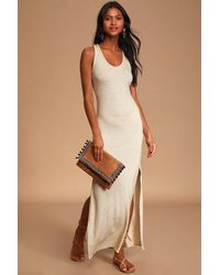 Lulus - Relaxed But Not Least Ribbed Sleeveless Maxi Dress - Lyst