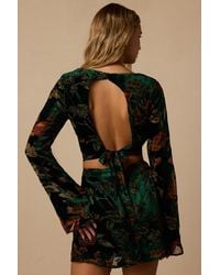 Lulus - Talaria Velvet Burnout Cutout Long Sleeve Crop Top - Lyst
