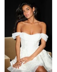 Lulus - Kalara Jacquard Off-The-Shoulder Mini Dress - Lyst