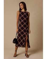 Lulus - Violetta Multi Plaid Backless Midi Dress - Lyst