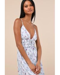 Lulus - Sandi Floral Tie-Front Midi Dress - Lyst