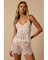 Lulus - Sweetie Lace Two-Piece Lingerie Pajama Set - Lyst