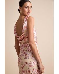 Lulus - Tarice Floral Jacquard Cowl Back Midi Dress - Lyst