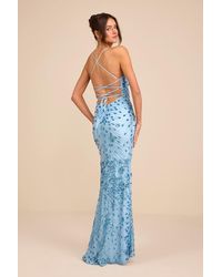 Lulus - Photo Finish Sequin Lace-Up Maxi Dress - Lyst