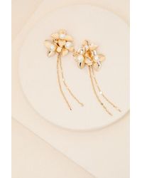 Lulus - Miley Floral Pearl Statement Earrings - Lyst