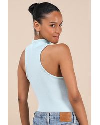 Lulus - Vyla Textured Ribbed Twist-Front Bodysuit - Lyst