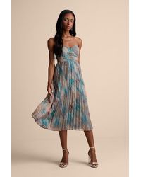 Lulus - Juniva Multi Abstract Print Pleated Bustier Midi Dress - Lyst