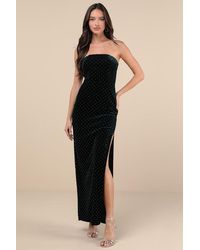 Lulus - Dreamy Choice Rhinestone Strapless Maxi Dress - Lyst