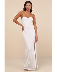 Lulus - Exquisite Velvet Burnout Strapless Maxi Dress - Lyst