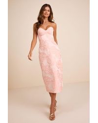 Lulus - Kandra Floral Jacquard Bustier Midi Dress - Lyst