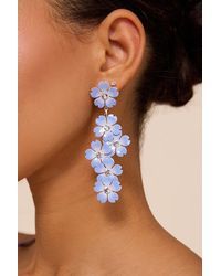 Lulus - Alaina Floral Rhinestone Drop Earrings - Lyst