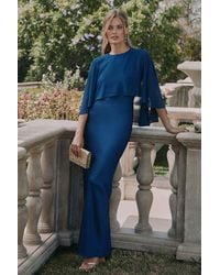 Lulus - Fowler Satin Cape Maxi Dress - Lyst