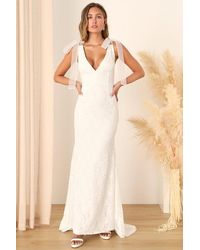 Lulus - Eternally Yours Lace Tie-Strap Mermaid Maxi Dress - Lyst