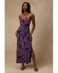 Lulus - Sofia Multi Boho Print Strapless Maxi Dress - Lyst