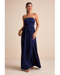 Lulus - Venita Floral Jacquard Satin Bustier Maxi Dress - Lyst