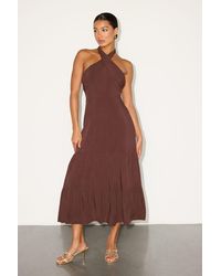 Lulus - Always Eye-Catching Tiered Halter Midi Dress - Lyst