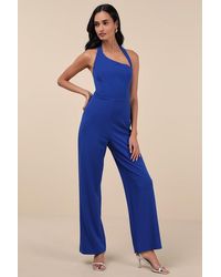 Lulus - Flirty Outing Asymmetrical Halter Jumpsuit - Lyst
