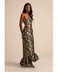 Lulus - Nathania Floral Jacquard Strapless Bubble-Hem Maxi Dress - Lyst