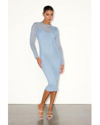 Lulus - Perfect Plans Sheer Mesh Long Sleeve Midi Dress - Lyst