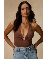 Lulus - Nabella Jersey Knit Lace-Up Bodysuit - Lyst