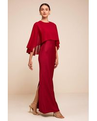 Lulus - Fowler Satin Cape Maxi Dress - Lyst