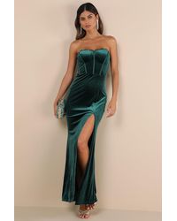 Lulus - Luxurious Allure Velvet Strapless Maxi Dress - Lyst