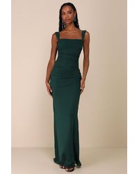 Lulus - Amazing Presence Mesh Ruched Column Maxi Dress - Lyst