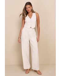 Lulus - Suits You Perfectly Linen Wide-Leg Pants - Lyst