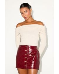 Lulus - Oriya Patent Button-Front Mid-Rise Mini Skirt - Lyst