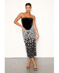 Lulus - Renessa And Velvet Sequin Strapless Midi Dress - Lyst