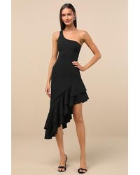 Lulus - Steal A Glance One-Shoulder Asymmetrical Midi Dress - Lyst