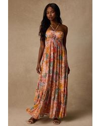 Lulus - Grace Bay Blush Multi Boho Print Halter Maxi Dress - Lyst