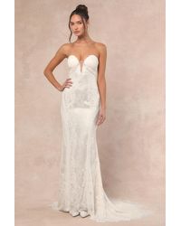 Lulus - Lovita Lace Strapless Mermaid Maxi Dress - Lyst