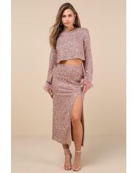 Lulus - Sparkling Behavior Sequin High-Rise Midi Skirt - Lyst