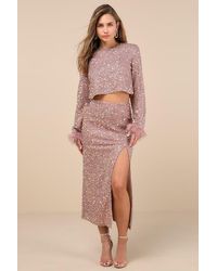 Lulus - Sparkling Behavior Sequin High-Rise Midi Skirt - Lyst