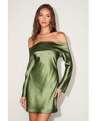 Lulus - Luxurious Vision Satin Off-The-Shoulder Mini Dress - Lyst