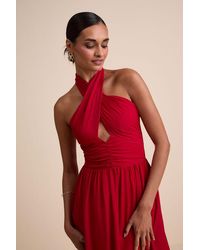 Lulus - Emrah Cross-Front Cutout Halter Midi Dress - Lyst