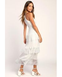 Lulus - Came For Cocktails Pleated Tiered Lace Maxi Dress - Lyst