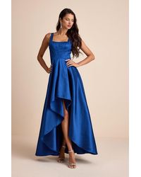 Lulus - Wisola Taffeta Pleated Corset High-Low Maxi Dress - Lyst