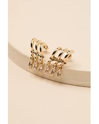 Lulus - Dimity Triple Hoop Rhinestone Earrings - Lyst