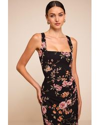 Lulus - Lesina Floral Sleeveless Midi Dress - Lyst