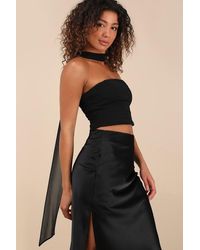 Lulus - Marlette Strapless Crop Top And Scarf Set - Lyst