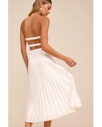 Lulus - Irelyn Satin Bustier Midi Dress - Lyst